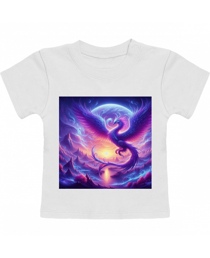 T-shirt bébé Phénix violet manches courtes du designer Fantasymaniac