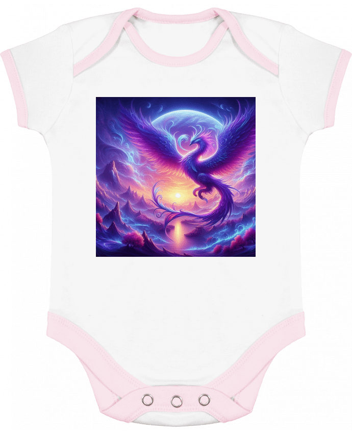 Body bébé manches contrastées Phénix violet par Fantasymaniac