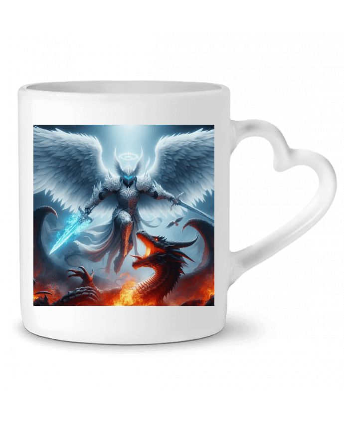 Mug coeur Ange armure contre dragon par Fantasymaniac