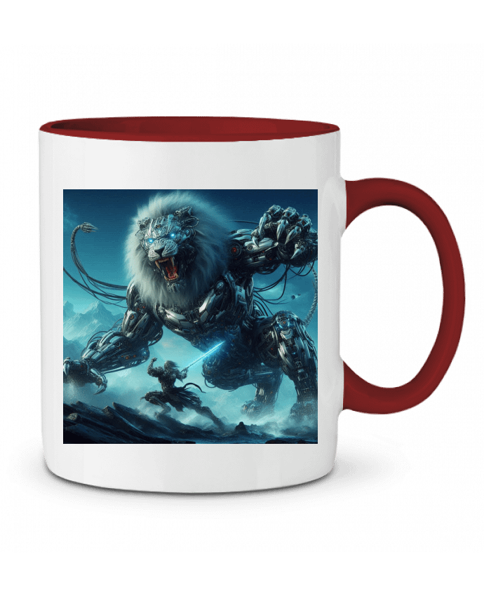 Mug bicolore Combat cyber lion Fantasymaniac