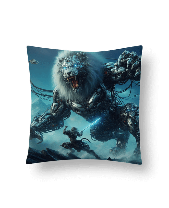 Coussin Combat cyber lion par Fantasymaniac