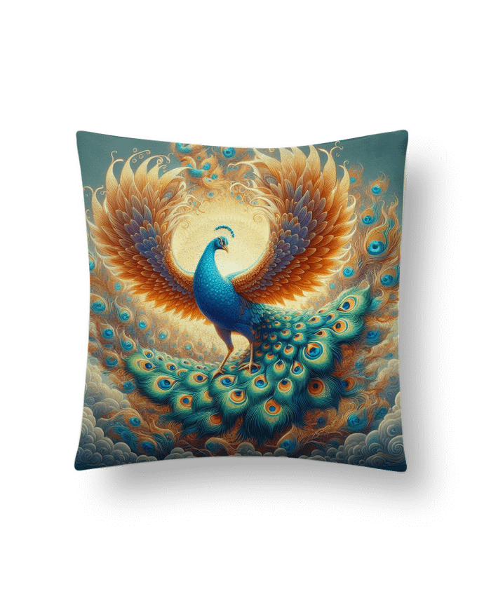 Coussin suédine Paon majestueux par Fantasymaniac