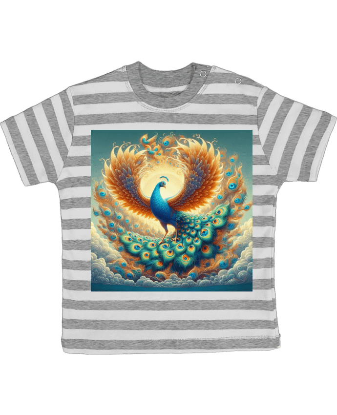 Tee-shirt bébé à rayures Paon majestueux par Fantasymaniac