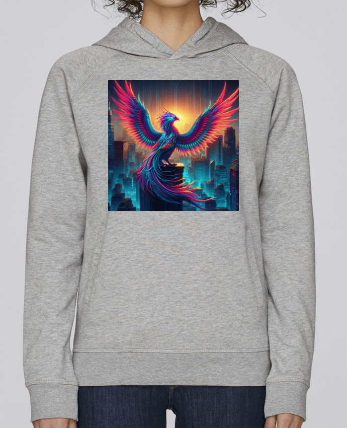 Sweat capuche femme Cyber phénix par Fantasymaniac