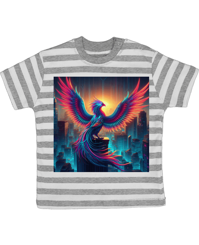 Tee-shirt bébé à rayures Cyber phénix par Fantasymaniac