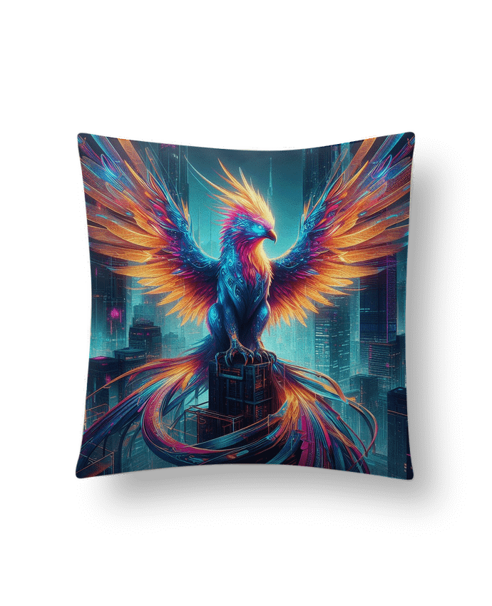 Coussin suédine Cyber phénix deux par Fantasymaniac