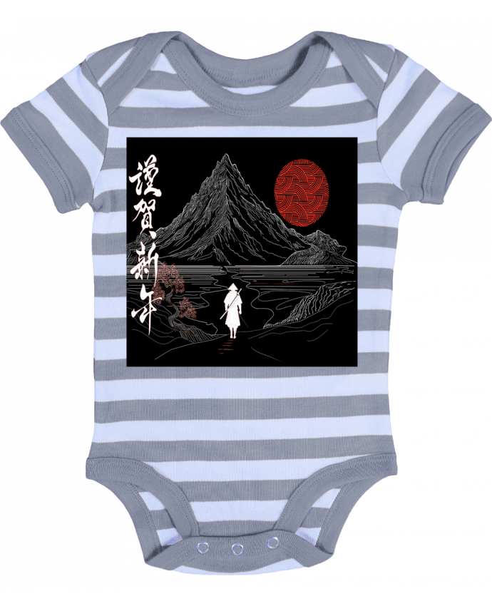 Body Bébé Rayé Paysage japonais, Chemin de la sérénité, ????, bonne année T-Shirt - Bobraïs