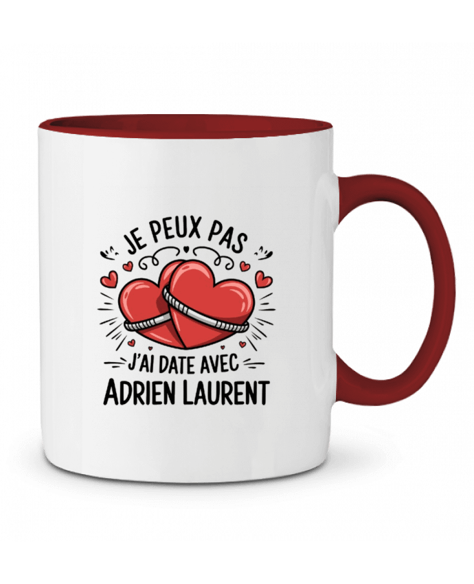 Mug bicolore je peux pas j'ai date avec Adrien laurent bwilfy