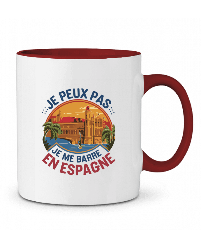 Mug bicolore je peux pas je me barre en Espagne bwilfy