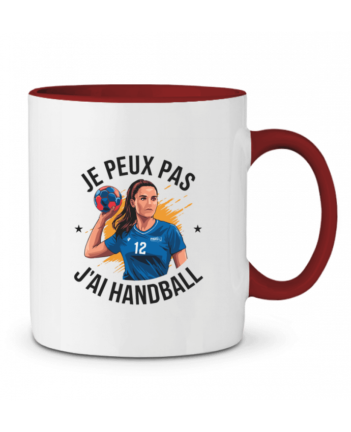 Mug bicolore je peux pas j'ai handball bwilfy