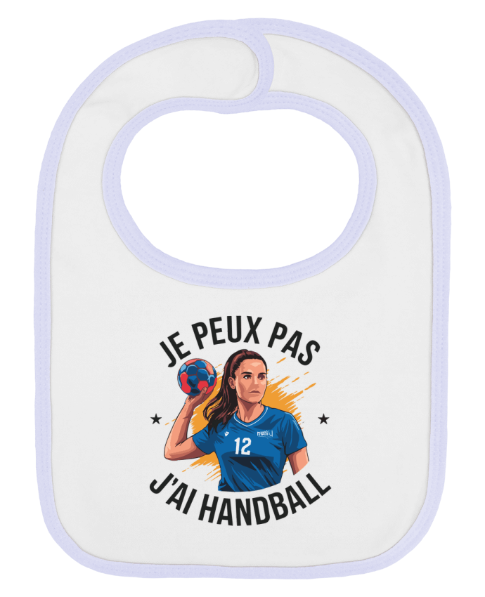 Bavoir bébé uni je peux pas j'ai handball par bwilfy