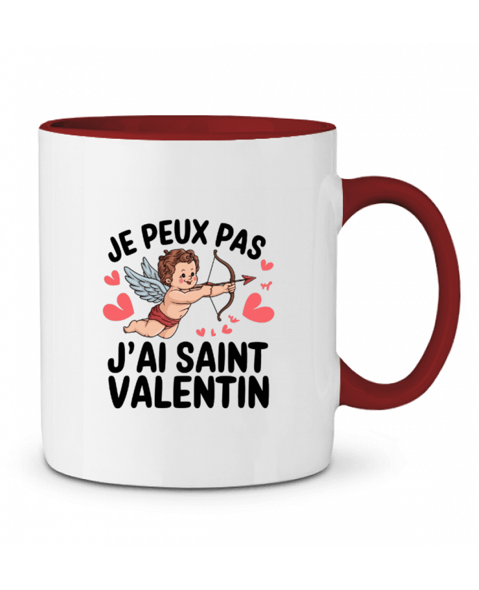 Mug bicolore je peux pas j'ai saint Valentin bwilfy