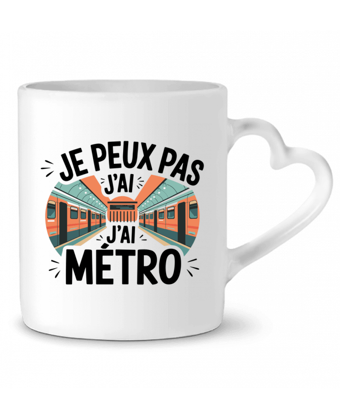 Mug coeur je peux pas j'ai metro par bwilfy