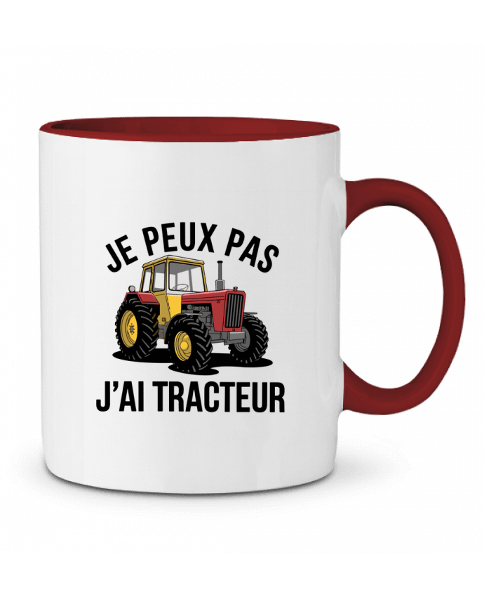 Mug bicolore je peux pas j'ai tracteur bwilfy