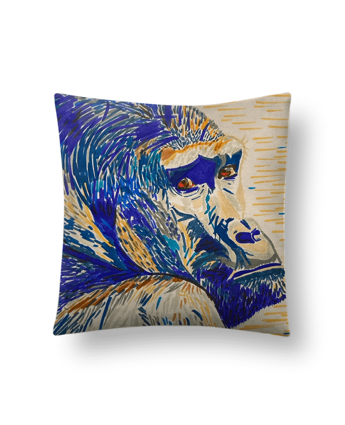 Coussin suédine Gorille aux feutres polychromes par Eclat animalier