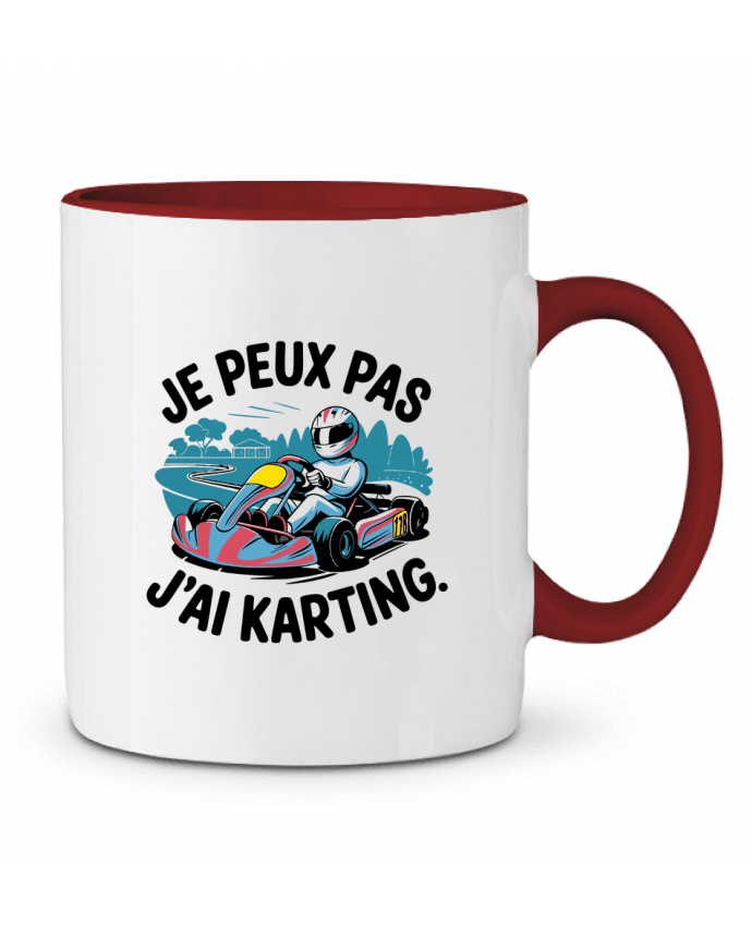 Mug bicolore je peux pas j'ai karting bwilfy