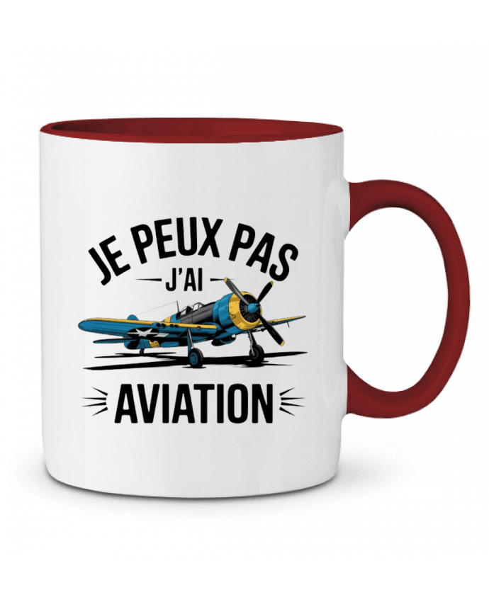 Mug bicolore je peux pas j'ai aviation bwilfy