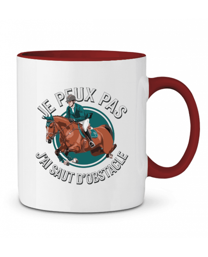 Mug bicolore je peux pas j'ai saut d'obstacle bwilfy
