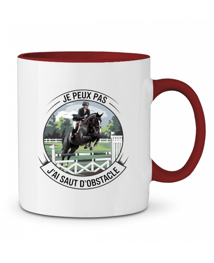 Mug bicolore je peux pas j'ai saut d'obstacle bwilfy