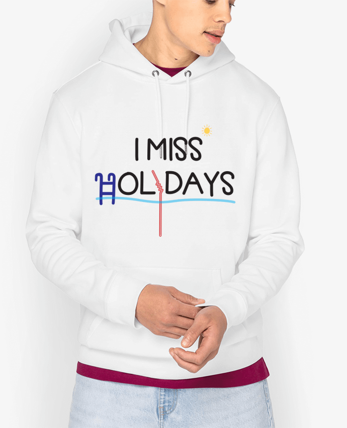 Sweat capuche unisexe Bio I miss holidays Par tunetoo