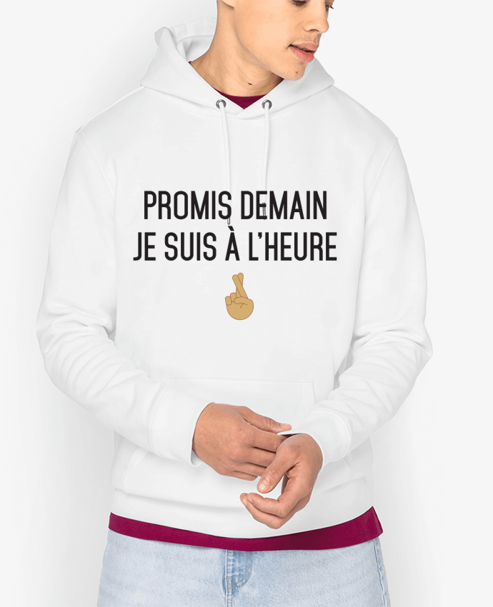 Hoodie Promis demain je suis à l'heure - mixed version Par tunetoo