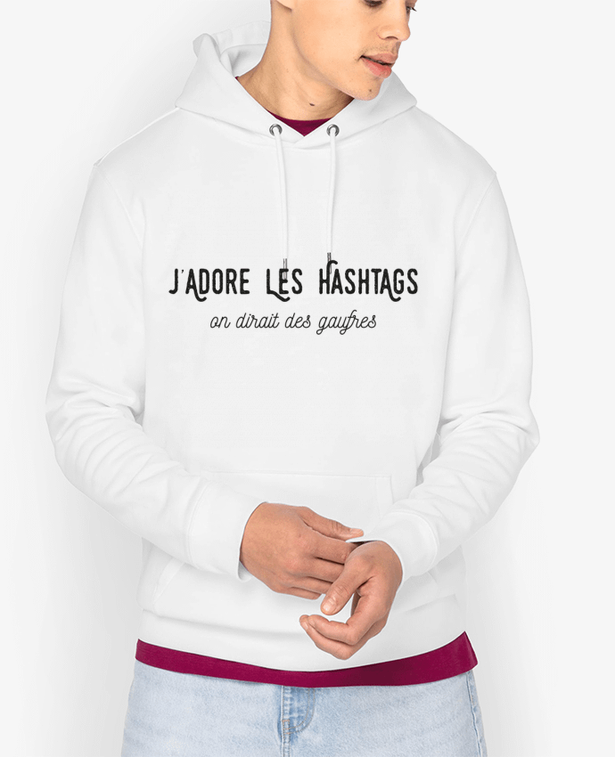 Hoodie J'adore les hashtags on dirait des gaufres Par Folie douce