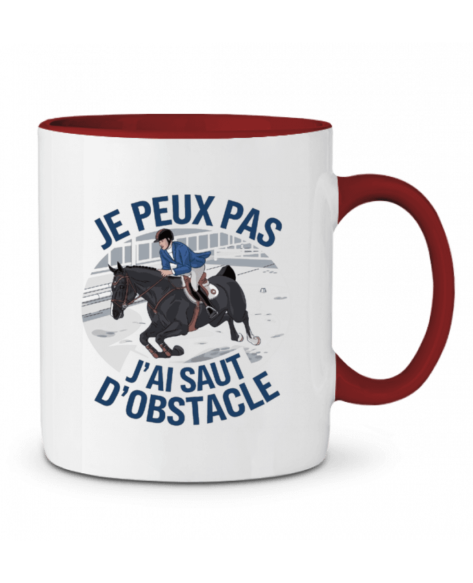 Mug bicolore je peux pas j'ai saut d'obstacle bwilfy