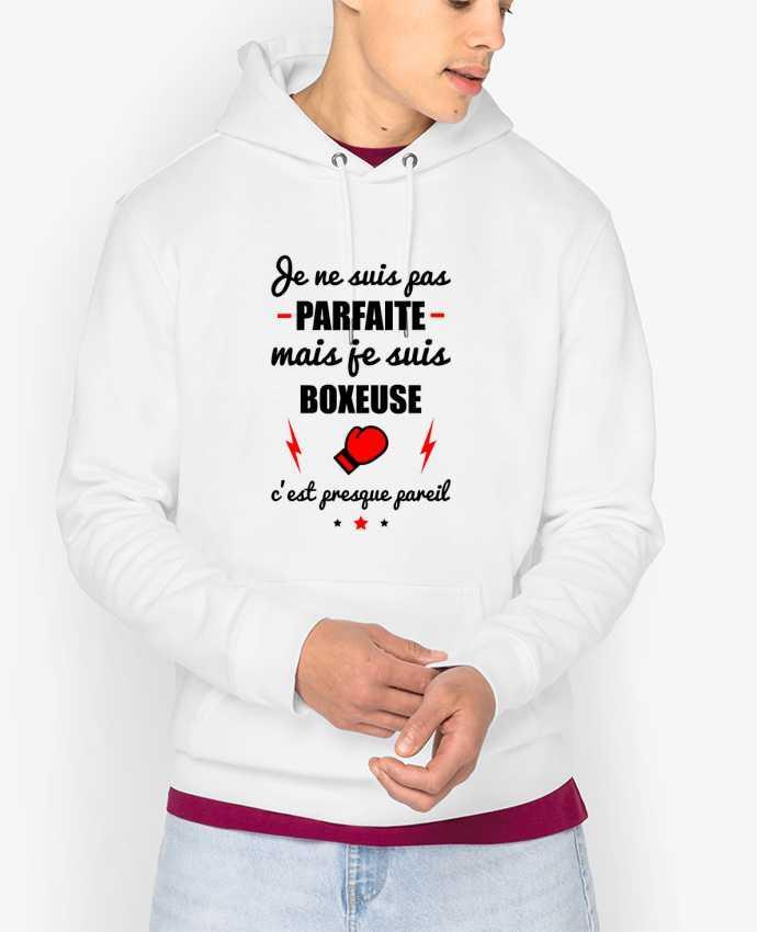 Hoodie Je ne suis pas parfaite mais je suis boxeuse c'est presque pareil Par Benichan