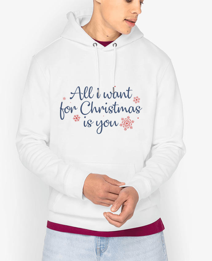 Sweat capuche unisexe Bio All i want for christmas is you Par Nana