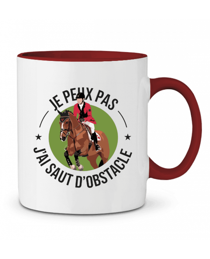 Mug bicolore je peux pas j'ai saut d'obstacle bwilfy