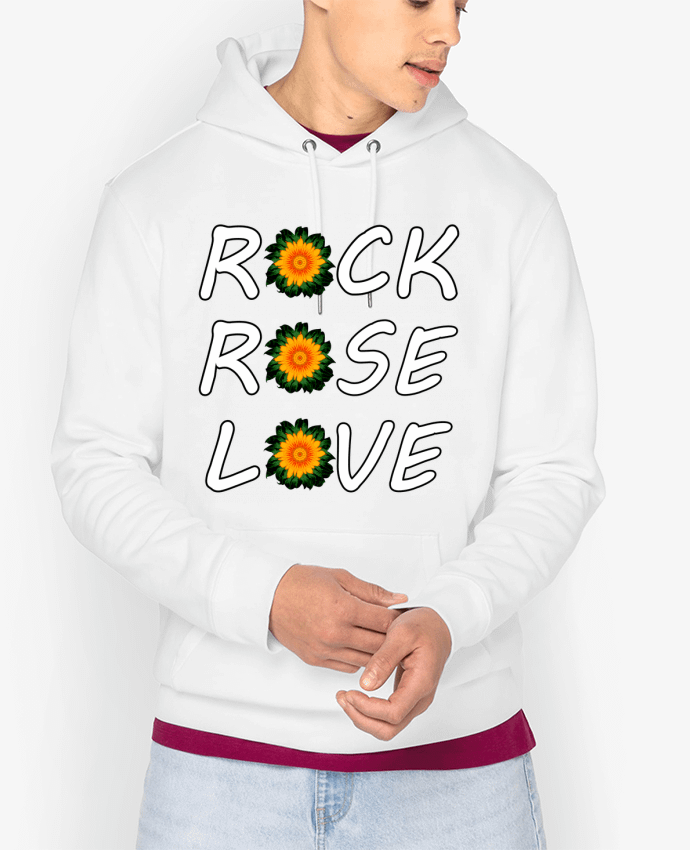 Hoodie Rock, Rose, Love avec fleurs Oranges et Vertes Par LV-CREATOR