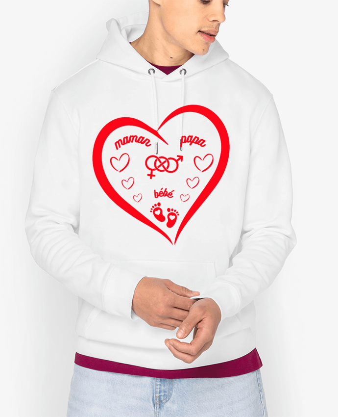 Hoodie NAISSANCE BEBE COEUR ROUGE DE FAMILLE MAMAN PAPA BEBE Par LIAMRIVIERART