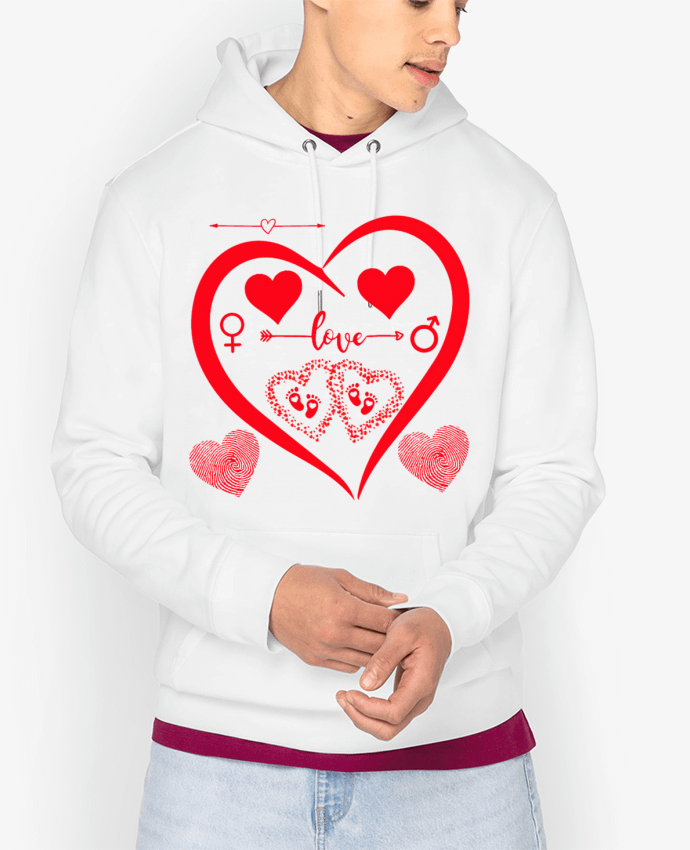 Hoodie NAISSANCE BEBE COEUR ROUGE DE FAMILLE MAMAN PAPA BEBE Par LIAMRIVIERART