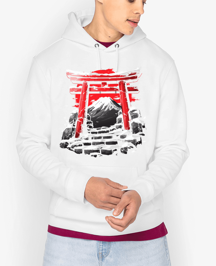 Hoodie Temple Japonnais et Mont Fuji Par KronoArt