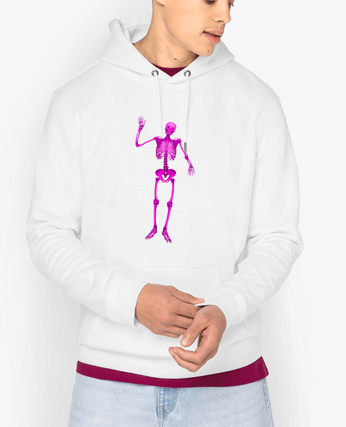 Hoodie Squelette violet salut sur fond noir Par                               