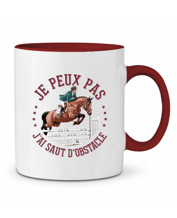 Mug bicolore je peux pas j'ai saut d'obstacle bwilfy