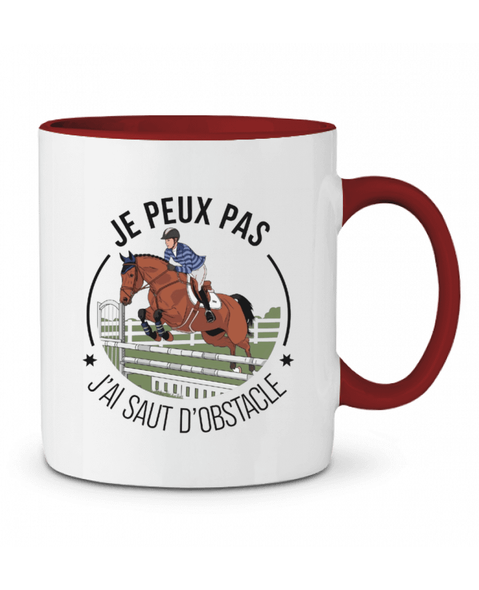 Mug bicolore je peux pas j'ai saut d'obstacle bwilfy