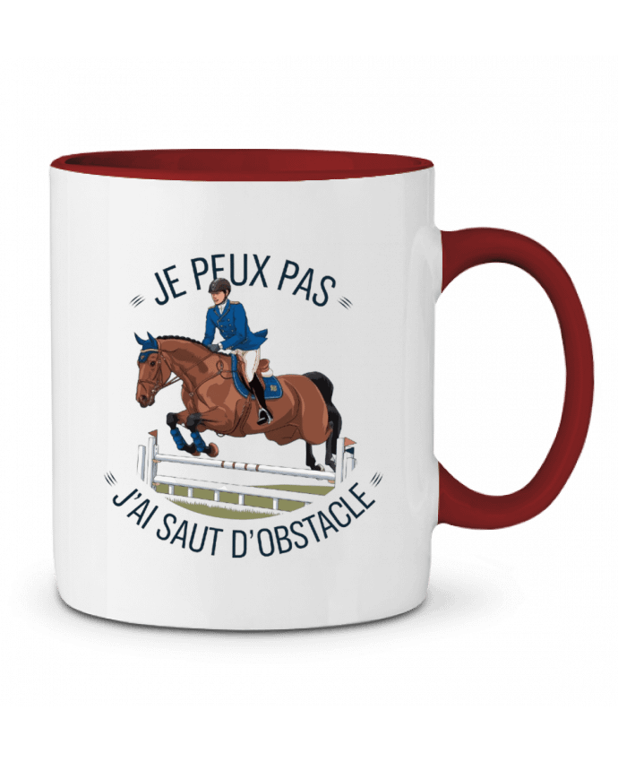 Mug bicolore je peux pas j'ai saut d'obstacle bwilfy