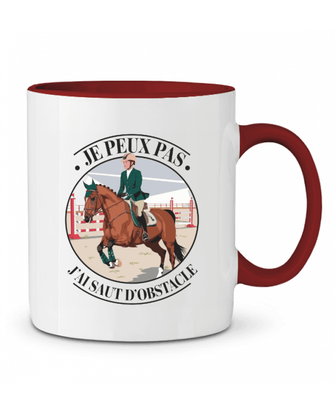 Mug bicolore je peux pas j'ai saut d'obstacle bwilfy