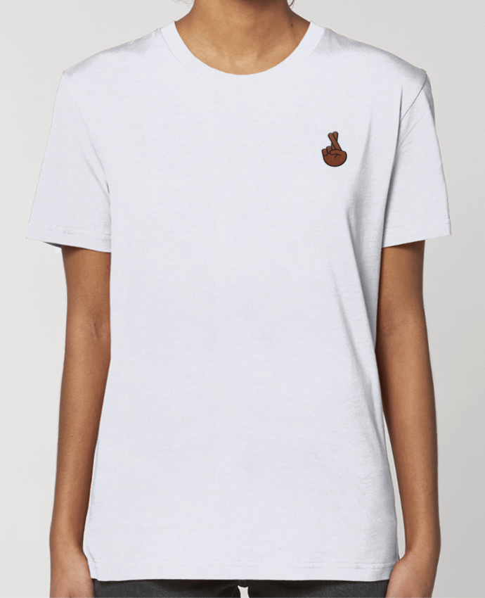 T-shirt femme brodé Doigts croisés black par tunetoo