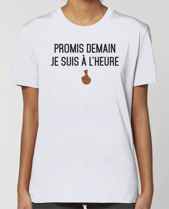 T-shirt Femme Promis demain je suis à l'heure - black version par tunetoo