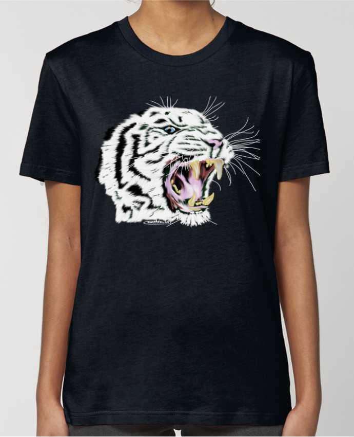 T-shirt Femme Tigre blanc rugissant par Cameleon