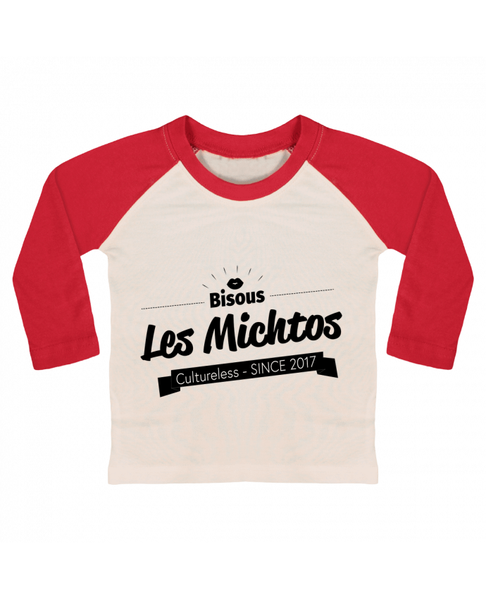 Camiseta Bebé Béisbol Manga Larga Bisous les michtos por Axel Sedilliere