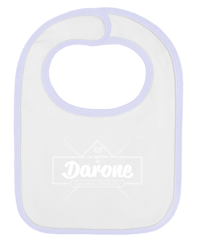 Baby Bib plain and contrast Je tartine ta darone blanc by Axel Sedilliere