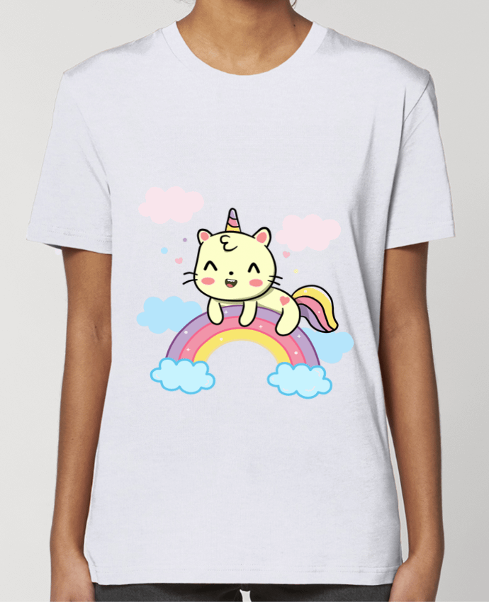T-shirt Femme Gato Feliz sobre Arcoiris par MaaxLoL