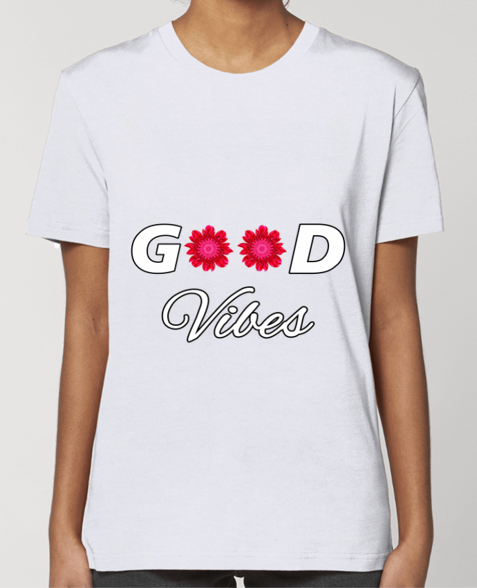 T-shirt Femme Good Vibes avec Fleurs Roses et Rouges par LV-CREATOR