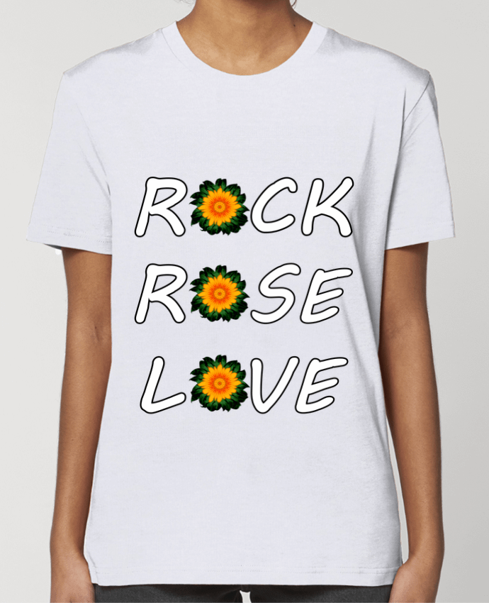 T-shirt Femme Rock, Rose, Love avec fleurs Oranges et Vertes por LV-CREATOR