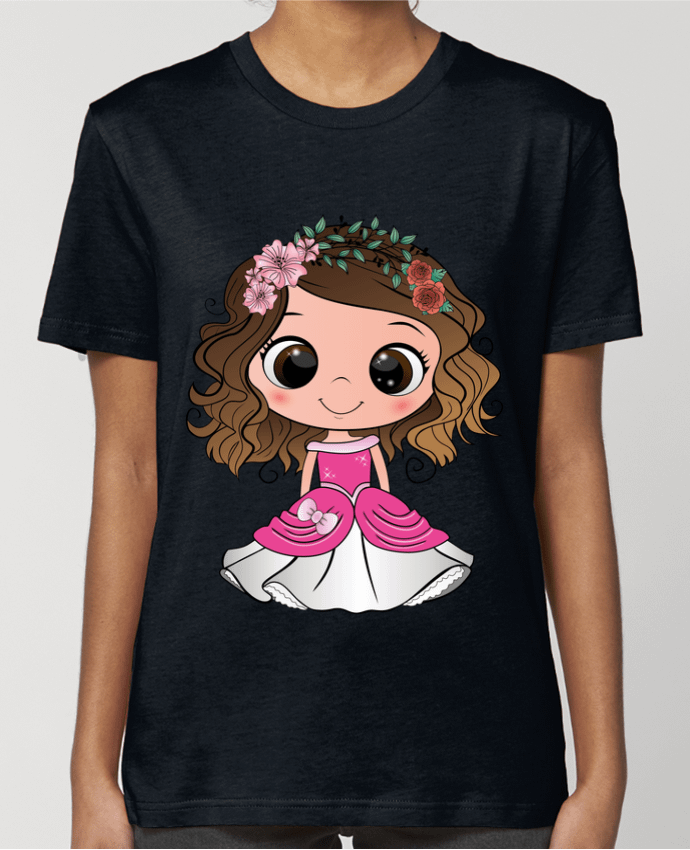 T-shirt Femme Princesse brune aux yeux bruns avec une robe rose par EmmaCreation