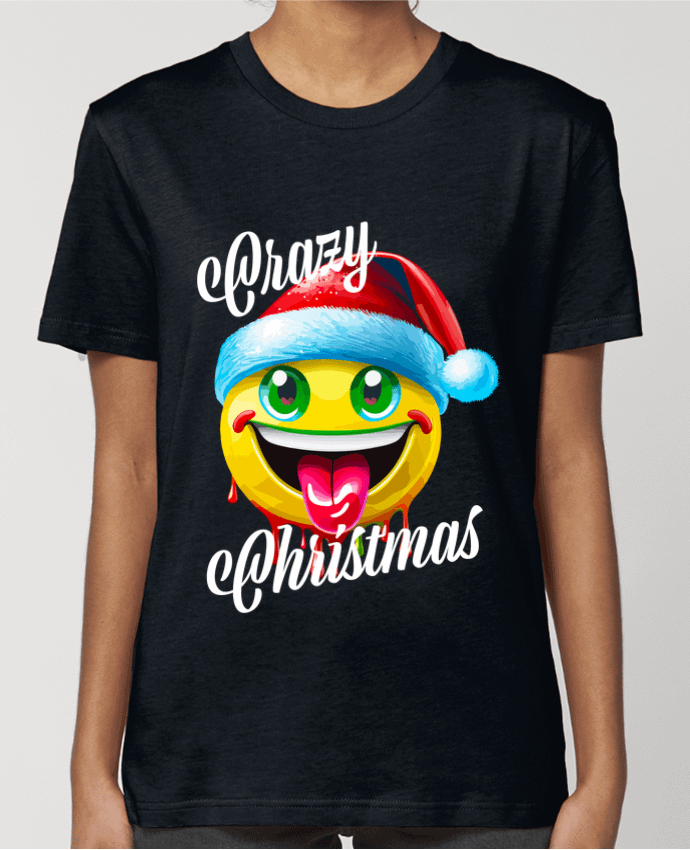 T-shirt Femme Emoji Noël tire la langue. Crazy Christmas par Featheart