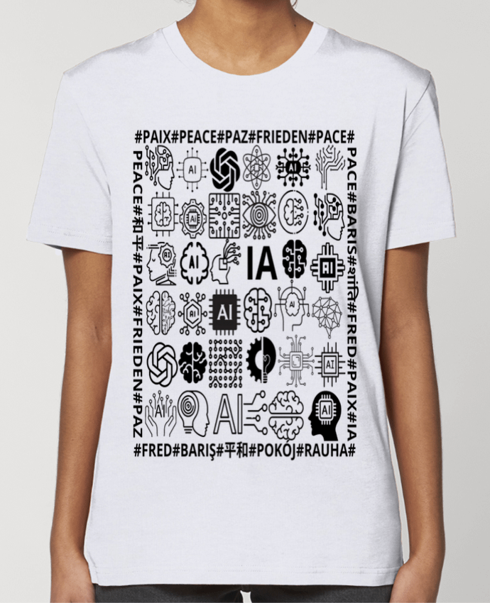 T-shirt Femme PAIX INTELLIGENCE ARTIFICIELLE MOTIF NOIR ET BLANC IA MINDSET AI LANGUE ETRANGERE par 